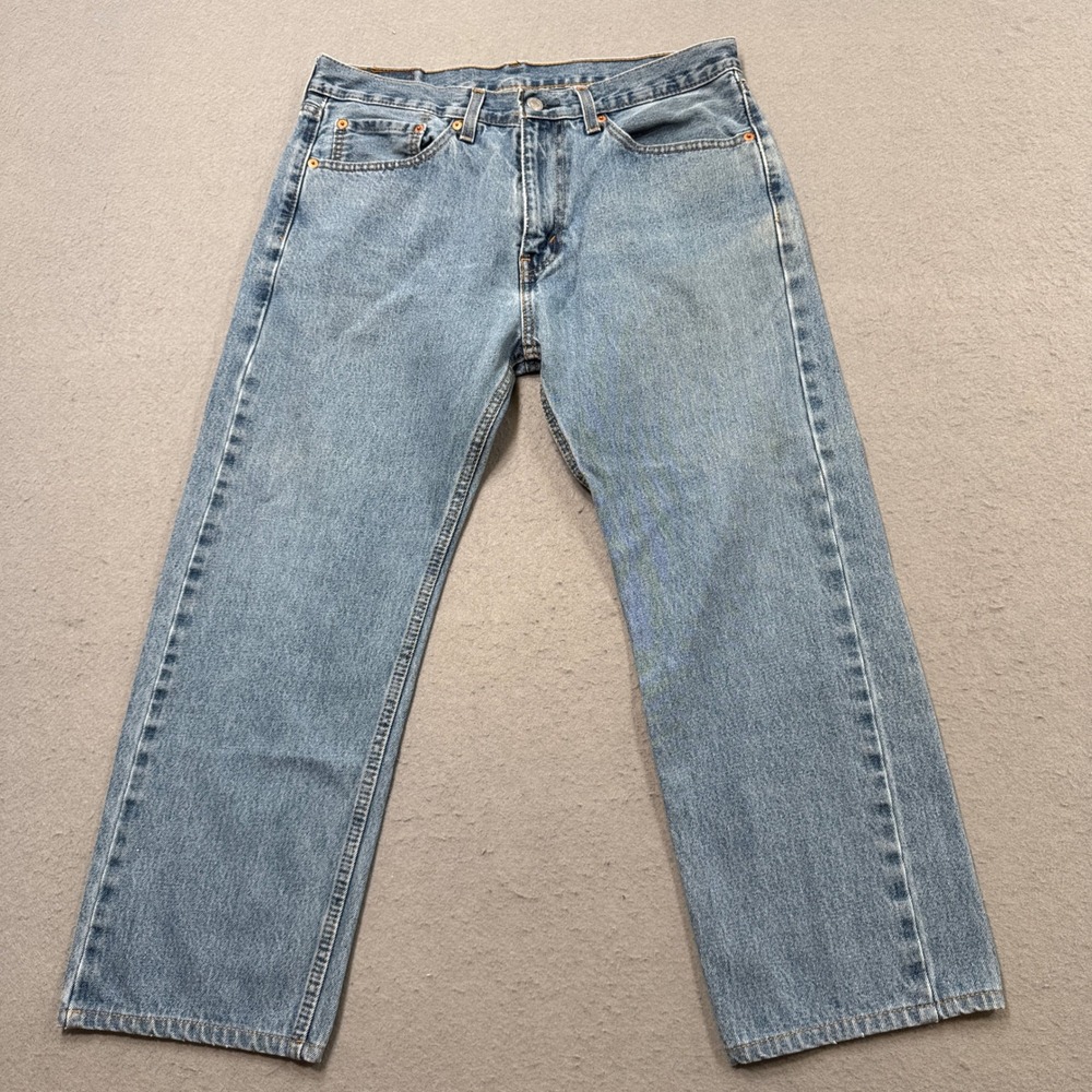 Levis 505 Jeans Men's 34x30 Blue Denim Medium Wash Straight Leg High Rise Cotton